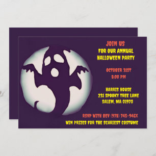 Black and White Spooky Halloween Ghostly Party Invitation
