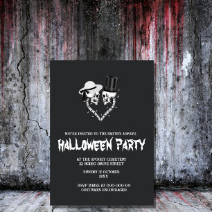 black and white spooky halloween invitation