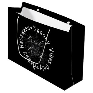 Black and White Spooky Spider Web Happy Halloween Large Gift Bag