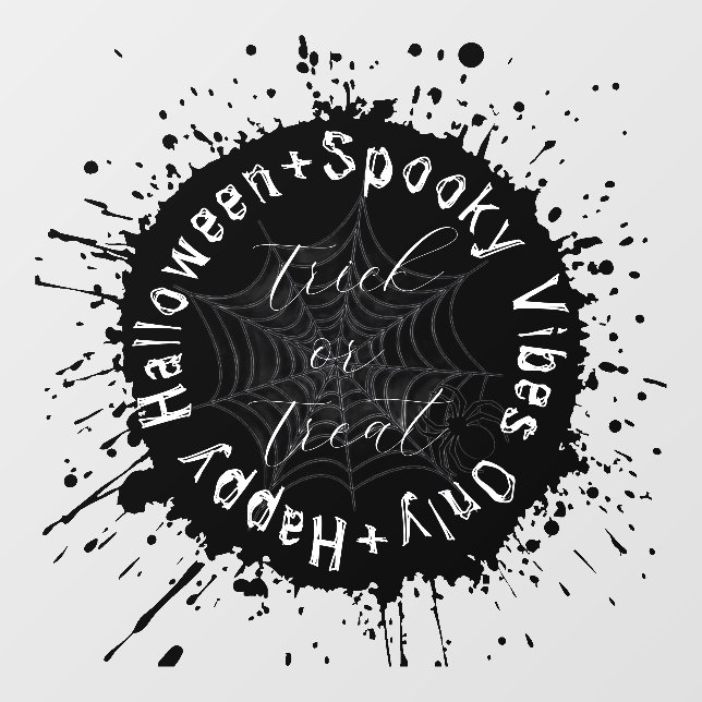 Black and White Spooky Trick or Treat Halloween Window Cling (Sheet)