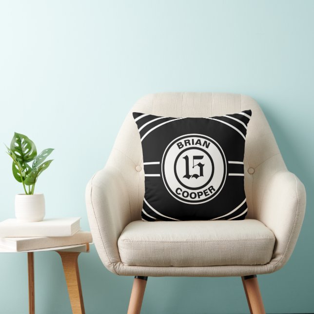 Black and White Sport Theme Throw Pillow (Chair)
