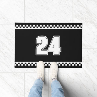 Black And White Sport Themed Doormat