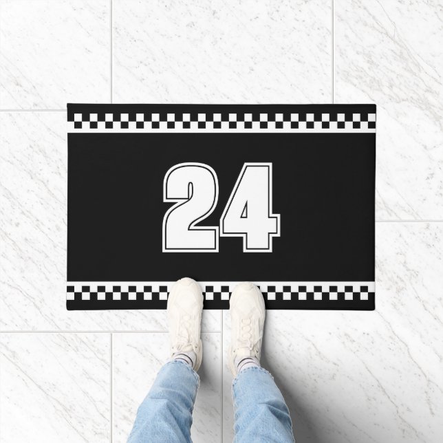 Black And White Sport Themed Doormat (Indoor)