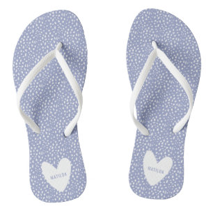 Black and white spot with heart personalised flip flops