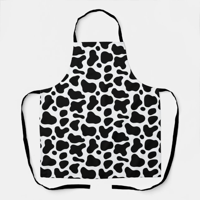 black and white spots, cow pattern apron (Front)