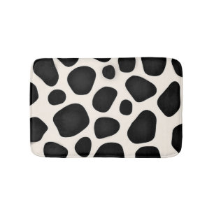 Black and white spots cow print bath mat