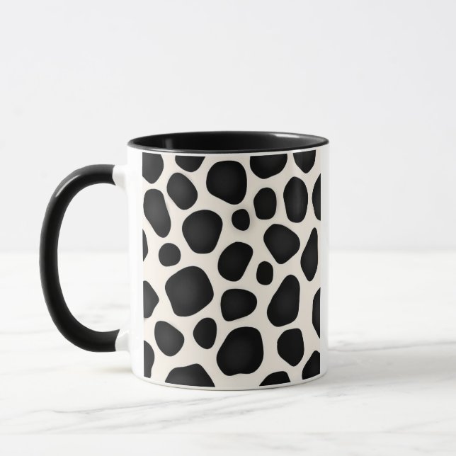 Black and white spots cow print mug (Left)