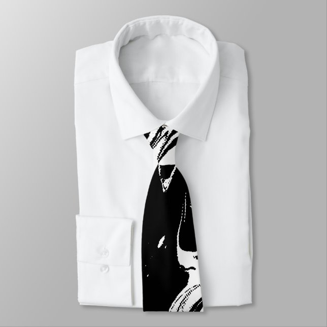 Black And White Spotted Marble Stone Texture Tie (Tied)
