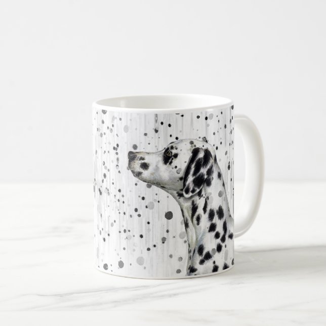 Black and White Spotty Dalmatian Dog Coffee Mug (Front Right)