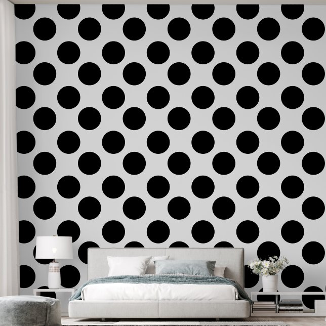 Black and White Spotty Dotty Pattern Wallpaper (Bedroom)