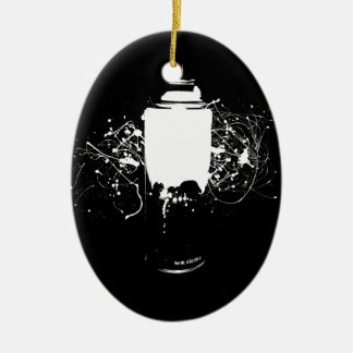 Black and White Spray Paint Can Splatter Art Ceramic Tree Decoration