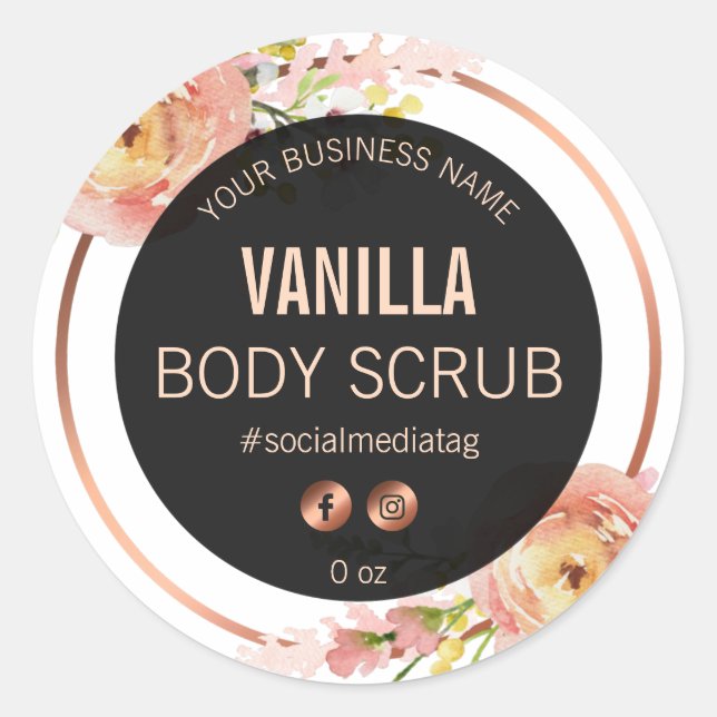 Black And White Spring Flowers Product Labels (Front)