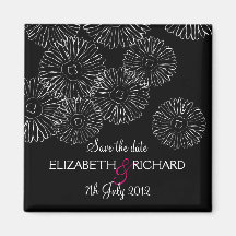 Black and white spring flowers "Save the date"