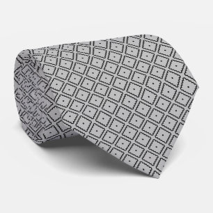 Black and White Square Dot Pattern Tie