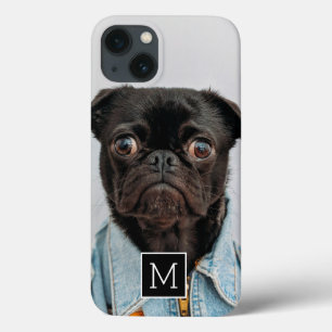 Black and White Square Monogram 1 Photo Collage iPhone 13 Case