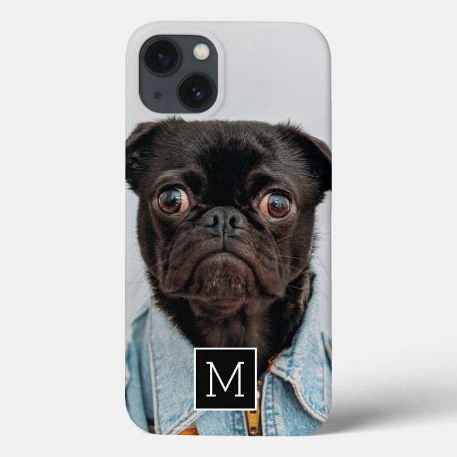 Black and White Square Monogram 1 Photo Collage Case-Mate iPhone Case (Back)