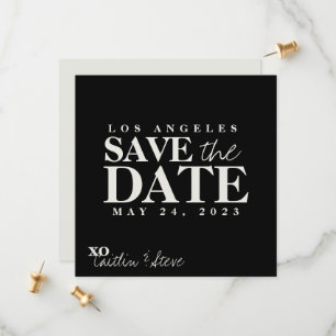 Black and white square save the date