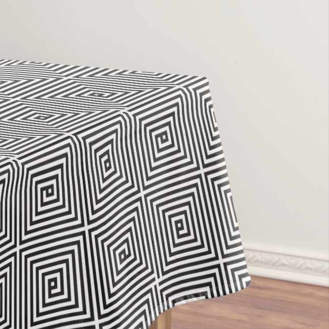 Black and White square seamless geometric pattern Tablecloth (In Situ)