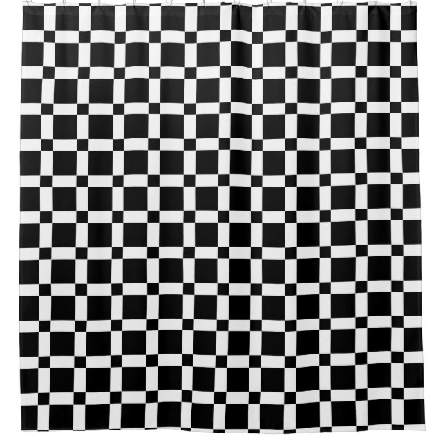 Black and White Square Tile Shower Curtain (Front)