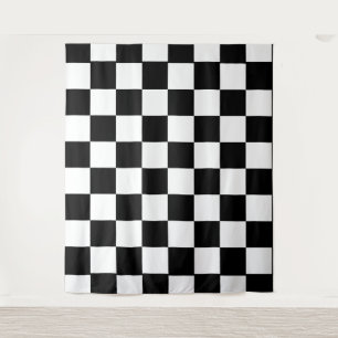 Black and White Squares Chess Board Tapestry