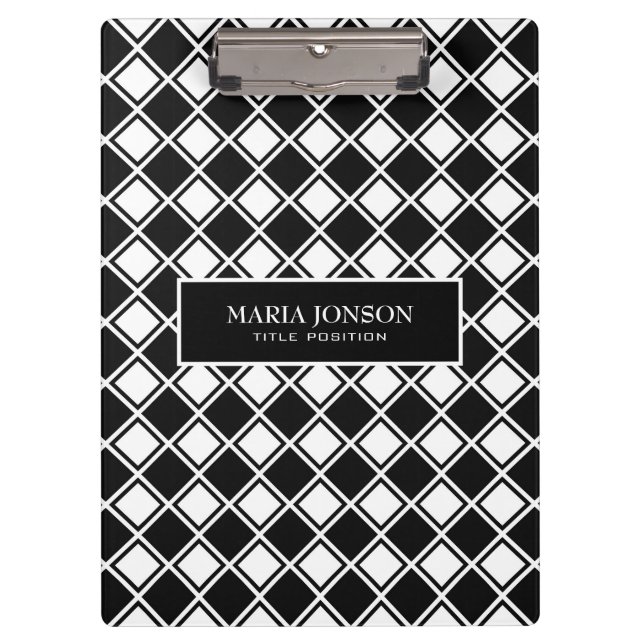 Black And White Squares Clipboard (Front)