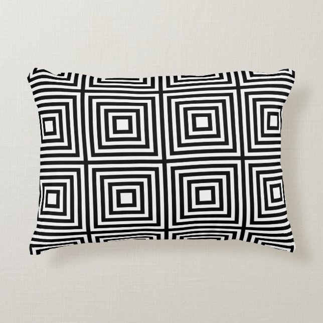Black and White Squares Decorative Cushion (Front)