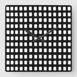 Black and White Squares Geometric Pattern Square Wall Clock
