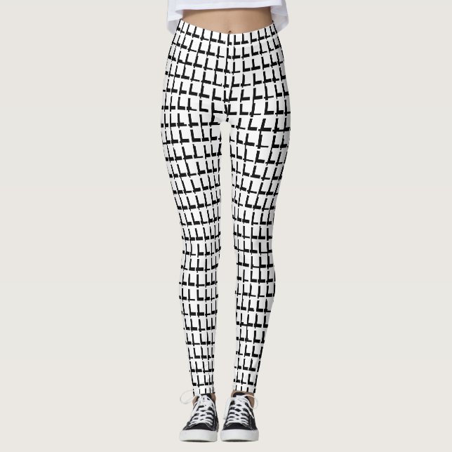 Black and White Squares  Leggings (Front)