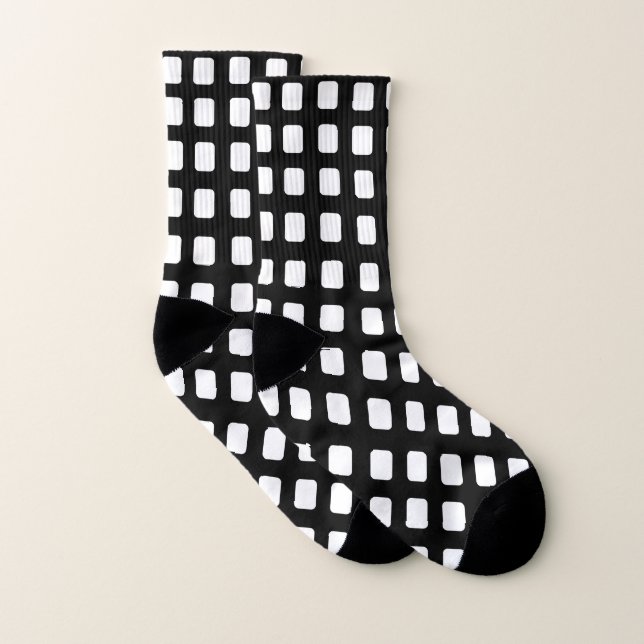 Black and White Squares Modern Pattern Socks (Pair)