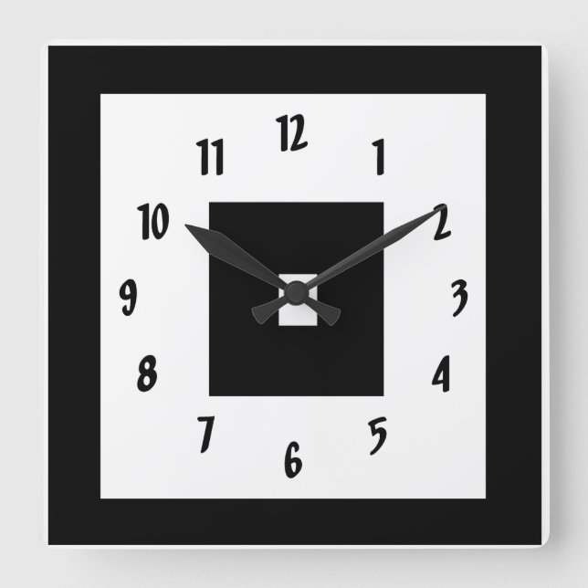 Black and White Squares Square Wall Clock (Front)
