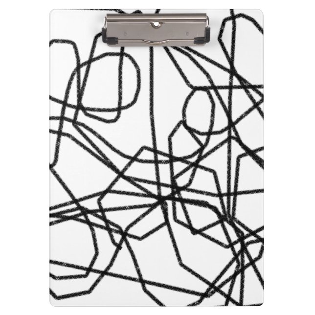 Black and White Squiggly Line Personalised Clipboard (Front)