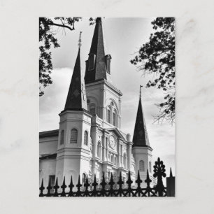 Black and White St. Louis Cathedral New Orleans Postcard