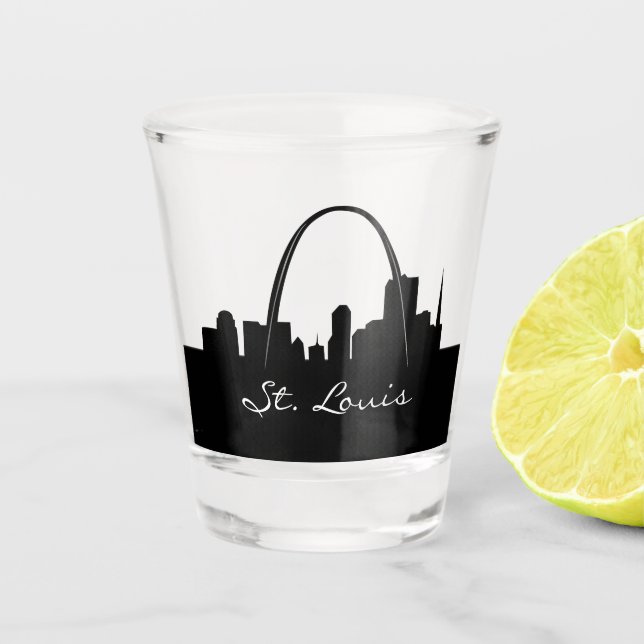 Black and White St. Louis Skyline Shot Glass (Front)