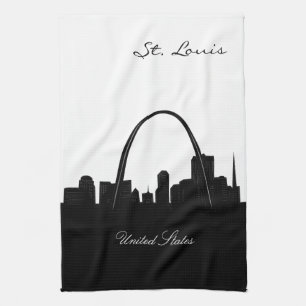 Black and White St. Louis Skyline Tea Towel