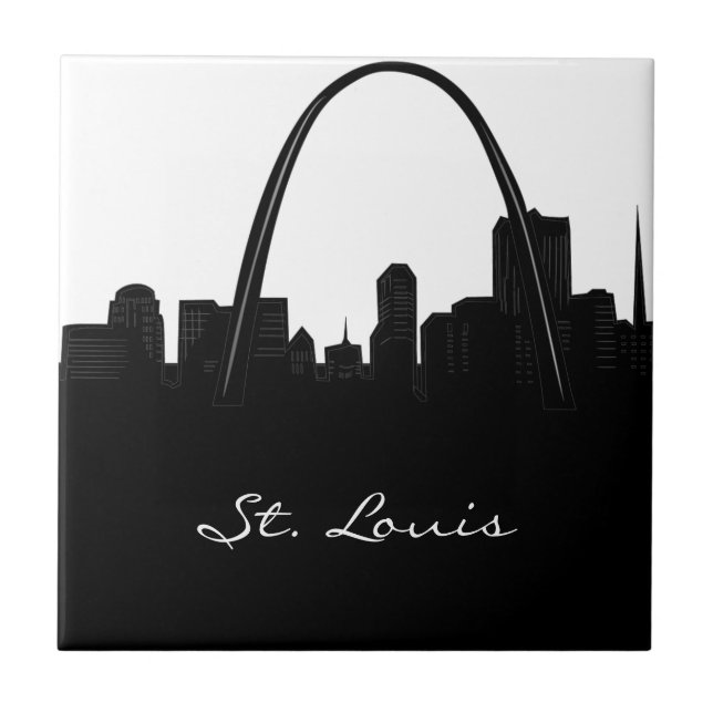 Black and White St. Louis Skyline Tile (Front)