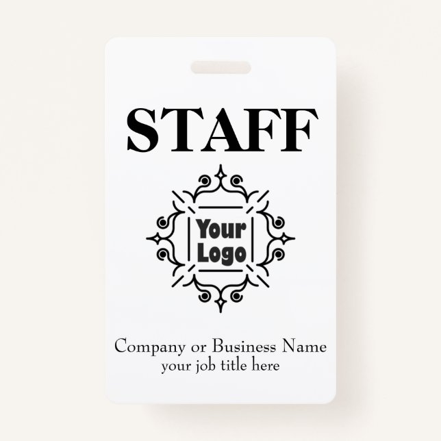 Black and White Staff ID with Custom Logo ID Badge (Front)