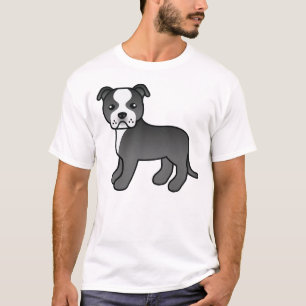 Black And White Staffordshire Bull Terrier Dog T-Shirt