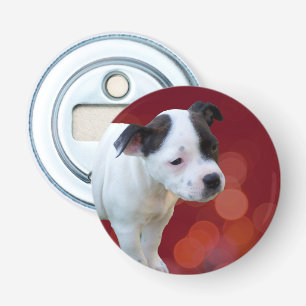 Black And White Staffordshire Bull Terrier Puppy, Bottle Opener