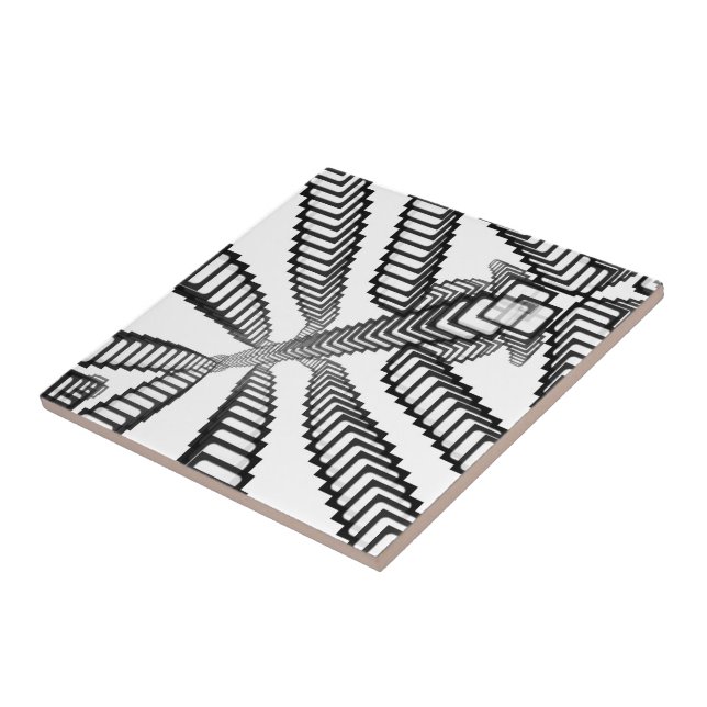 Black And White Stair Steps To Somewhere Abstract  Tile (Side)