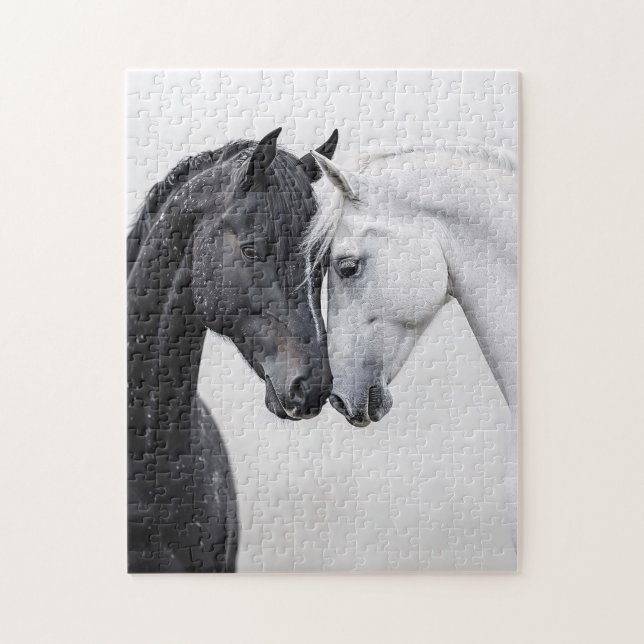 Black and White Stallion Horse Art Jigsaw Puzzle (Vertical)