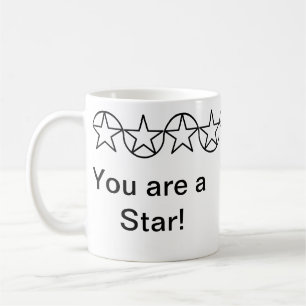 Black and White Star Border Personalized Mug