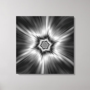 Black and White Star Burst Canvas Print
