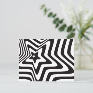 black and white star illusion vector postcard