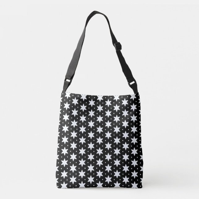 Black and White Star Pattern  Crossbody Bag (Back)