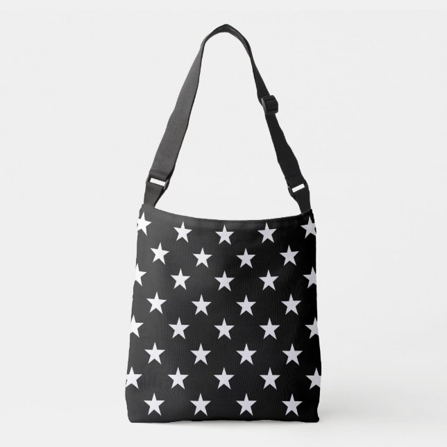 Black and White Star Pattern Crossbody Bag (Front)