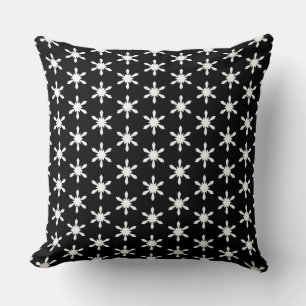 Black and White Star Pattern Throw Pillow