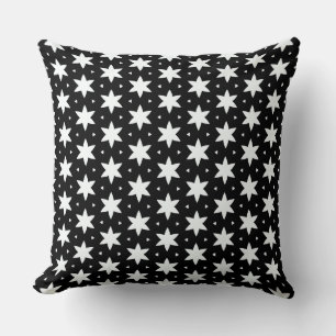 Black and White Star Pattern Throw Pillow