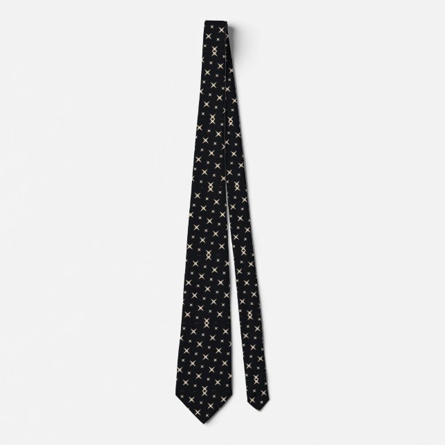 Black and White Star Pattern Tie (Front)