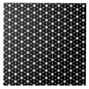 Black and White Star Pattern  Tile