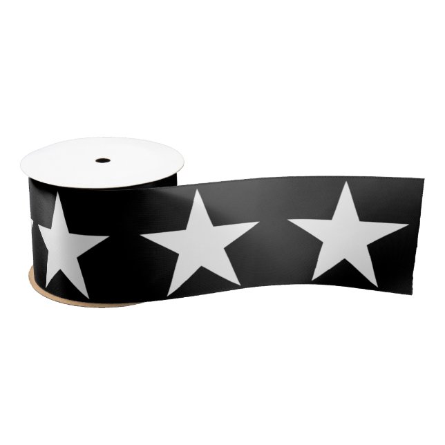 Black and White Star Satin Ribbon (Spool)